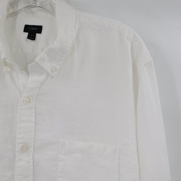 J Crew Shirt Mens XLT Baird McNutt Irish Linen Button Down Long Sleeve White - Picture 3 of 12